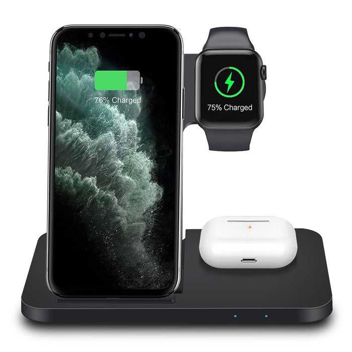 3 in 1 Multi Device 15W Wireless Charging Dock - Compatible with all QI Enabled Devices - Shopsta EU