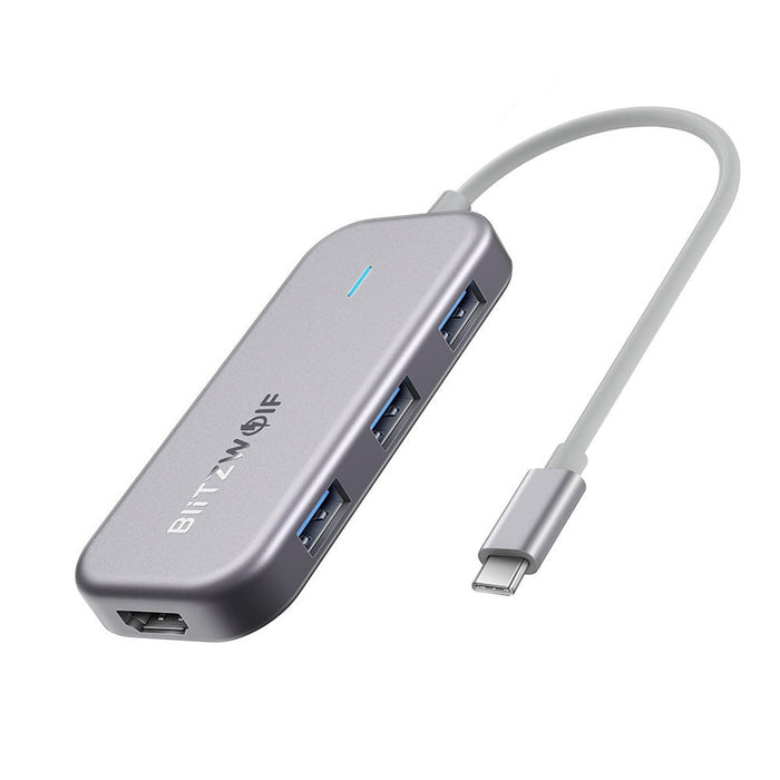 BlitzWolf BW-TH5 7-in-1 USB-C Data Hub - 3-Port USB 3.0, TF Card Reader, USB-C PD Charging, 4K Display - Ideal for MacBooks, Notebooks, and Pros - Shopsta EU