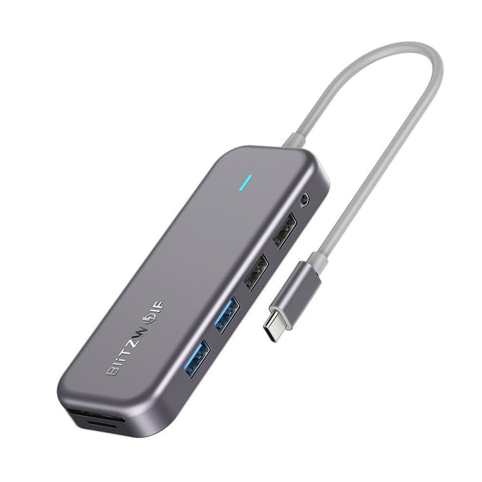 BlitzWolf BW-TH8 - 11-in-1 USB-C Data Hub with 100W PD, 4K & 1080P Resolution, Dual USB3.0 & USB2.0 Ports - Perfect for Stable Internet, SD/TF Card Slots & Audio Sync Output Needs - Shopsta EU