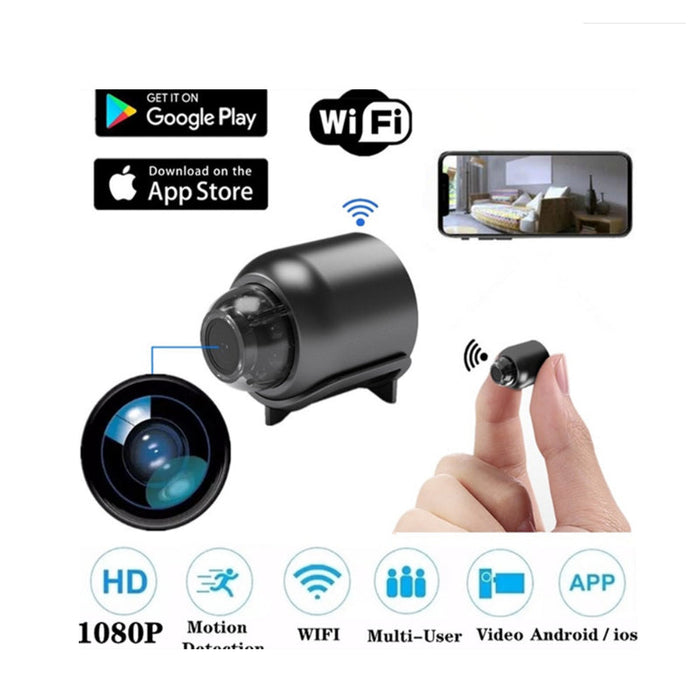 Mini telecamera Wi-Fi 1080P - Sicurezza di sorveglianza wireless con visione notturna, rilevamento del movimento, registrazione audio a 160 gradi, compatibile con Google Play - Perfetta per il monitoraggio dei bambini e le esigenze delle telecamere IP