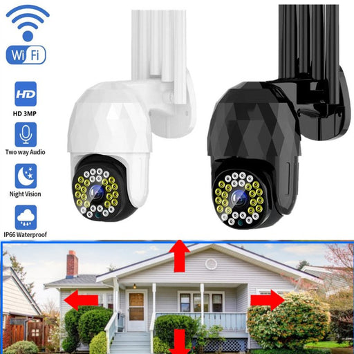 Guudgo 28LED 5X Zoom HD 3MP - Outdoor IP Security Camera with PTZ, Night Vision, IP66 Waterproof, Two-Way Audio, Motion Detection - Ideal for CCTV Surveillance and Home Security - Shopsta EU