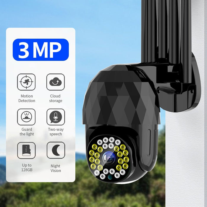 Guudgo 28LED 5X Zoom HD 3MP - Outdoor IP Security Camera with PTZ, Night Vision, IP66 Waterproof, Two-Way Audio, Motion Detection - Ideal for CCTV Surveillance and Home Security - Shopsta EU