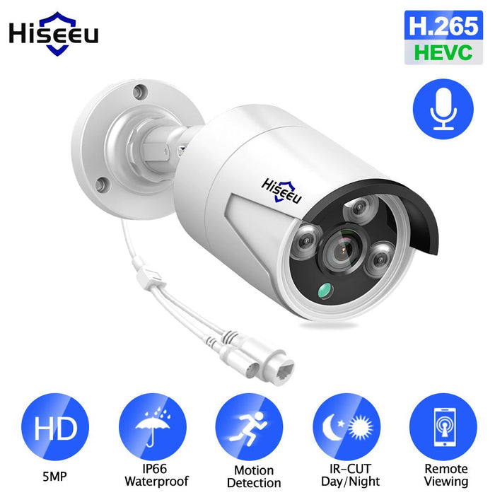 Hiseeu HB615 H.265 5MP - Outdoor Waterproof IP66 Security IP Camera with POE ONVIF & P2P Video Capability - Perfect for Home and Business Surveillance - Shopsta EU