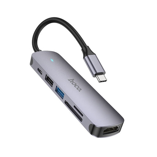 Hoco 6-in-1 HUB - Type C to USB 3.0/2.0 Adapter, PD60W Dock, MacBook Pro Accessories, HDMI-Compatible USB-C Splitter, 4K 30HZ HDTV - Ideal for Enhancing Connectivity and Productivity - Shopsta EU