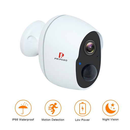 Pripaso 1080P Wireless Camera - IP CCTV Outdoor/Indoor, Waterproof, Rechargeable, Home Security - Perfect for Monitoring and Safety Needs - Shopsta EU