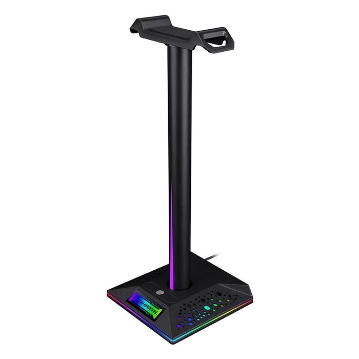 YEAHREAL RGB Gaming Headset Stand - Dual USB Ports, 3.5mm Audio Port, Touch Control, Removable Holder - Ideal for Gamers and Streamers - Shopsta EU